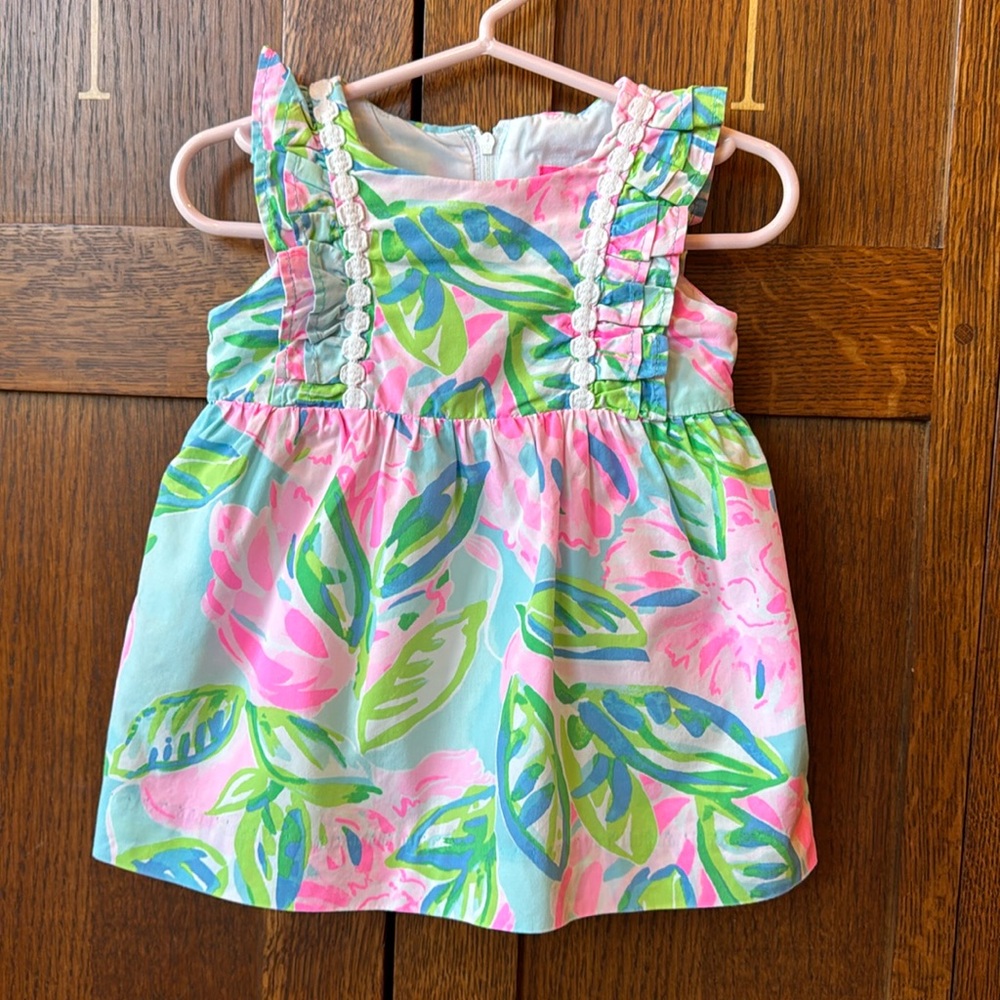 Lilly Pulitzer EUC 6-12 Month Baby Annabelle Shift + bloomers in Totally Blossom